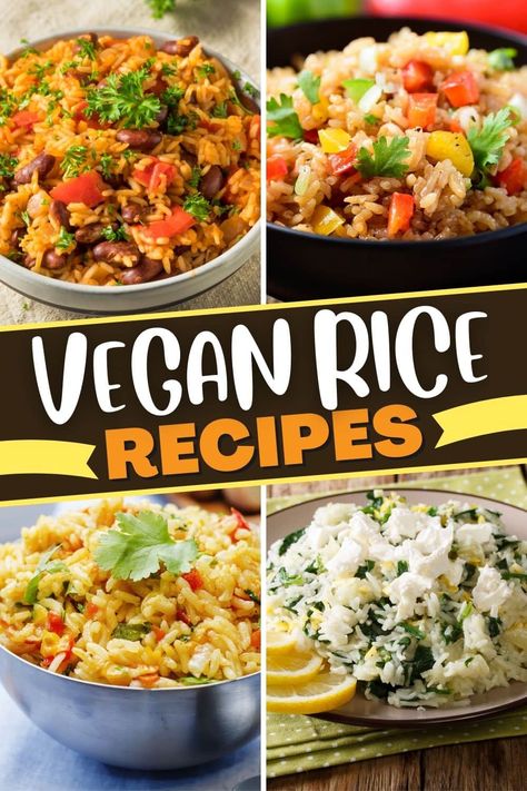 Vegetarian Rice Recipes Easy, Easy Vegetarian Rice Bowls, Wfpb Rice Recipes, Vegan Rice Bowl Recipe, Vegan Beans And Rice, Vegetarian Rice Bowl Recipe, Easy Vegan Dishes, Vegan Rice Recipes, Vegan Rice Bowl