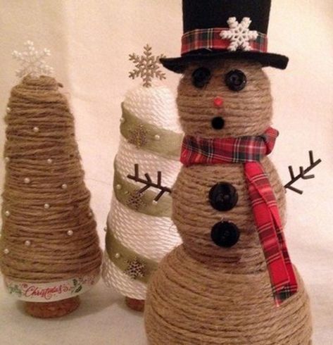 Twine Crafts Diy, Jute Twine Crafts, Snowman Diy, Twine Diy, Twine Crafts, Sock Snowman, Snowman Craft, Awesome Crafts, Making Gifts