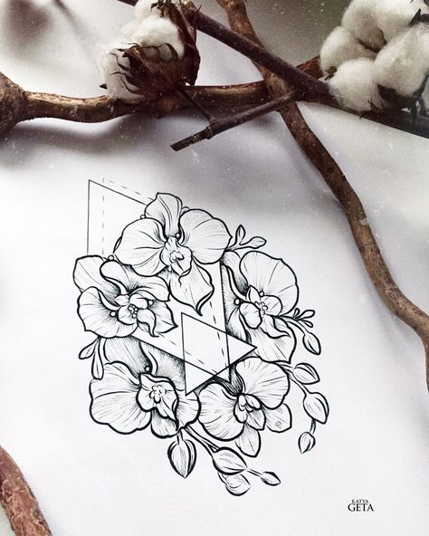 See this Instagram photo by @katyageta • 1,439 likes Orchid Tattoo Design, Orchid Tattoo, Blackwork, Geometric Tattoo, Tattoo Artists, Tatting, Art Tattoo, Orchids, Tattoo Designs