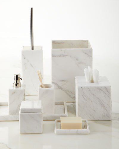 -30DH Waterworks Studio Marble Tissue Box Cover Carrara Marble Bathroom, Bathroom Vanity Accessories, Marble Bathroom Accessories, Glass Bathroom Accessories, Gray Bathroom Accessories, Marble Accessories, Bathroom Accessories Luxury, Wood Bath, Marble Bath