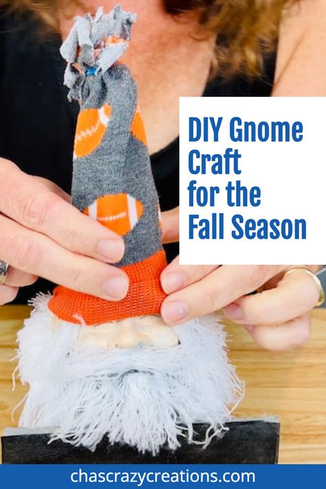 DIY Gnome for the fall season Fall Gnomes Diy, Diy Fall Gnome, Pumpkin Decorating Diy, Gnome Craft, Gnome Diy, Craft Challenge, Fall Gnomes, Chalkboard Stickers, Fall Gnome