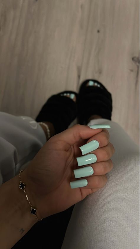 Tiffany Blue Acrylic Nails, Toe And Nails Matching, Matching Toes And Nails, Toes And Nails, Nails Matching, Tiffany Blue Nails, Blue Toes, Blue Acrylic Nails, Tiffany Blue