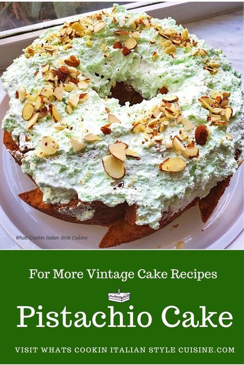 Pistachio  Cake #vintagecake #doctoredcakemix #pistachiocake #semihomemadecake #pistachiofrosting #pistachiodesserts Pistachio Pudding Bundt Cake, Pistachio Cake Recipe From Scratch, St Patricks Cake, Pistachio Cakes, Watergate Cake, Cake Pistachio, Pistachio Pudding Cake, Pistachio Cake Recipe, South Your Mouth