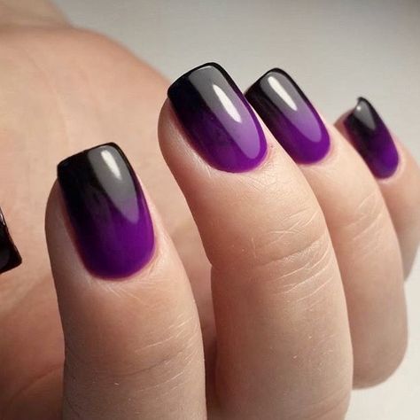 Black And Purple Nails, Purple Ombre Nails, Ombre Acrylic, Business Nails, Lilac Nails, Pretty Nail Colors, Nails Yellow, Easy Doodle, Black Nail Polish