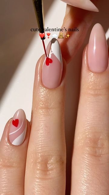 Watermelon Nail Designs, Multicolored Nails, Minimal Nails Art, Romantic Nails, Nail Designs Valentines, Pretty Gel Nails, Pedicures, Heart Nails, Classy Nails