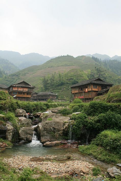 Ping'an village in Longsheng County, Guilin, #Guangxi Province_ #China #ExperienceDifferentChina #holiday #unwind Old Japanese House, Amazing Waterfall, Background Inspiration, Relaxing Nature, Inspirational Photography, Guilin, Chinese Architecture, Nature Sounds, Japanese Architecture