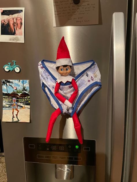 Elf On The Shelf Fridge, Elf On The Shelf Ideas, Shelf Ideas, On The Shelf, Elf On The Shelf, Elf, Shelves, Holiday Decor, Christmas