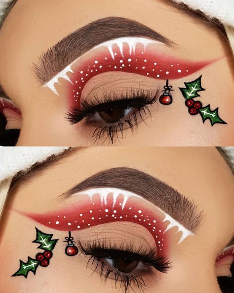 Christmas Creative Makeup, Mecca Makeup, Xmas Makeup, Christmas Eyeshadow, Holloween Makeup, Christmas Eye Makeup, Show Makeup, Christmas Makeup Look, Beginners Eye Makeup