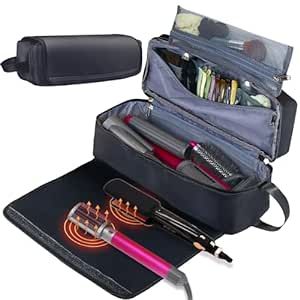 FAMOPLAY Hair Tools Travel Bag with Heat Resistant Pad, Portable Hair Travel Bag for Hair Straighteners, Curling Iron and Hair Care Accessories, Portable Organizer for Women Curls With Straightener, Matted Hair, Hair Styling Accessories, Straighten Iron, Hair Straighteners, Travel Essentials For Women, Styling Accessories, Fashion Hair Accessories, Tool Bag