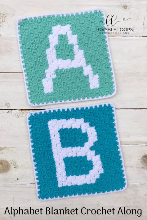 Alphabet Blanket Crochet-a-Long! Free pattern.  #crochetalong #crochetalong2019 #2019goals #crochetblanket #crochetgraphgan #crochetafghan #lovableloops Stuff To Crochet With White Yarn, 9 Inch Crochet Square Free Pattern, Crochet Name Blanket Free Pattern, Crochet Alphabet Blanket, Crochet Names, Alphabet Blanket, Crochet Alphabet Letters, Crochet Letters Pattern, C2c Patterns