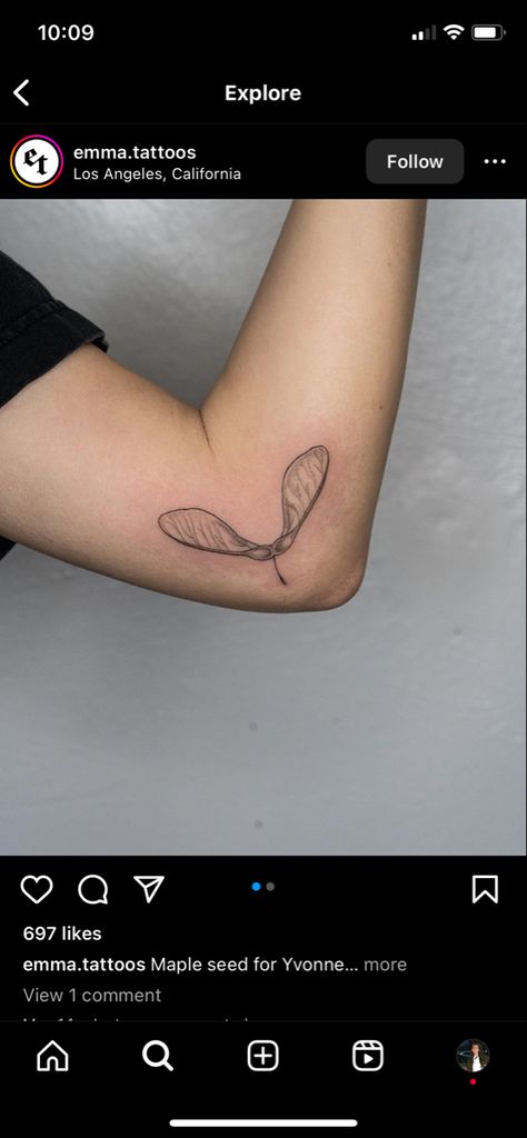 Maple Seed Tattoo Meaning, Maple Tree Seed Tattoo, Maple Syrup Tattoo, Sycamore Seed Tattoo, Sycamore Tree Tattoo, Samara Tattoo, Maple Seed Tattoo, Maple Tree Tattoo, Seed Tattoo