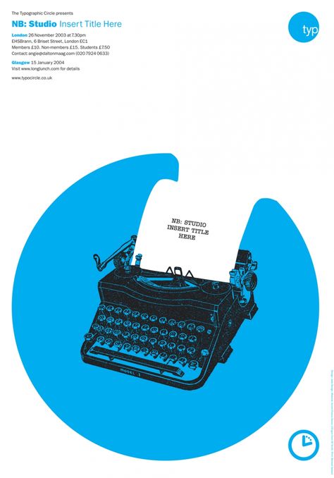 Typewriter Illustration Graphic Design, Storytelling Graphic Design, Typewriter Graphic Design, Negative Space Graphic Design, Typewriter Poster, Circle Graphic Design, Lecture Poster, Circle Collage, Graphic Design Cards