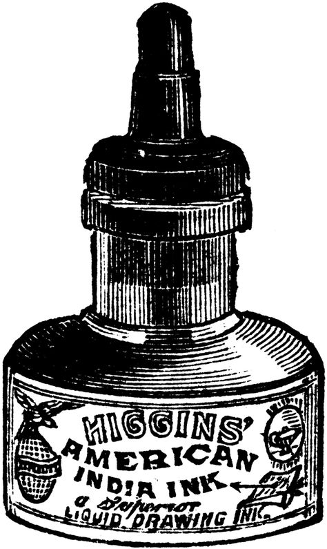 An illustration of an ink bottle. Inkwell Illustration, Weird Ideas, Antique Inkwells, Pens Writing, Bottle Drawing, Gcse Art Sketchbook, Ink Bottle, Vintage Bottle, Bottled Ink