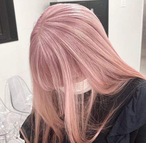 Milk Pink Hair, Light Pink Hair Pastel, Asian Hair Dye, Dusty Pink Hair, Long Pink Hair, Light Pink Hair, Pink Blonde Hair, Pink Hair Dye, Pastel Pink Hair