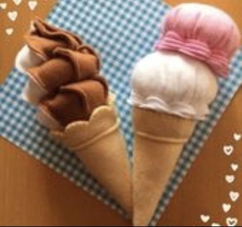 Felt Ice Cream, Felt Food Patterns, Felt Food Diy, Felt Cake, Felted Crochet, Felt Play Food, Pretend Food, Diy Kids Toys, Toy Food