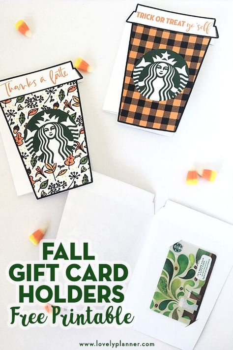 This Free Printable fall Thanks a latte Starbucks gift card holder will be a perfect gift idea for many occasions and many recipients. Perfect gift idea for teachers, neighbors, friends and family! A perfect gift for any coffee lovers really! #giftcardholder #giftcard #starbucks #coffee #freeprintable #starbucks #pumpkinspicelatte #fall #halloween #lovelyplanner Starbucks Gift Card Holder, Teacher Coffee Gifts, Free Starbucks Gift Card, Halloween Teacher Gifts, Coffee Gifts Card, Starbucks Card, Thanks A Latte, Free Printable Gifts, Printable Gift Cards