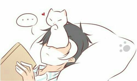 Jumin Han, cute, cat, neko, Elizabeth 3rd, reading, book, bed, heart, text; Mystic Messenger Chibi Reading Book, Jumin X Mc, Jumin Han Mystic Messenger, Mystic Messenger Jumin, Mystic Messenger Game, Mystic Messenger Fanart, Mystic Messenger Memes, Jumin Han, Cat Anime