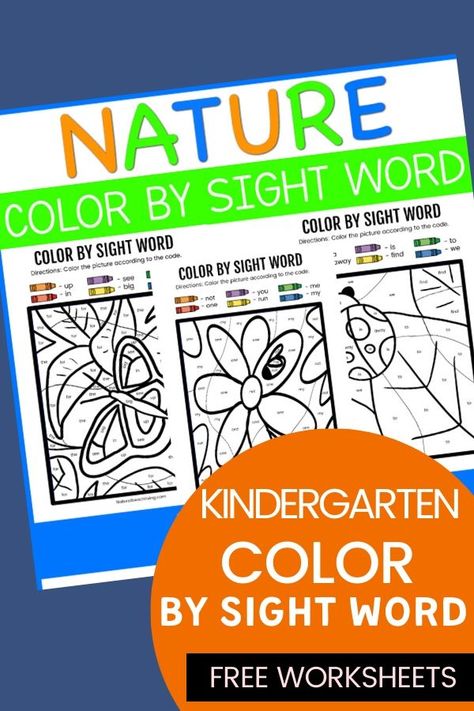 These Nature Color by Sight Word Kindergarten Worksheets are a great way to get your child to learn sights words. Download Free Color By Sight Word Worksheets for your kids to enjoy coloring and learning at the same time. Get Free Kindergarten sight word worksheets Here Sight Word Kindergarten, Color By Number Preschool, Number Preschool, Color By Sight Word, Preschool Number Worksheets, Preschool Sight Words, Sight Word Coloring, Kindergarten Colors, Sight Words Printables