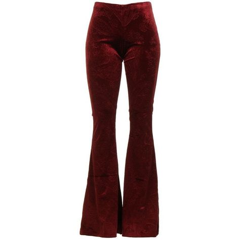 Holiday Velvet Paisley Burgundyboho Bell Bottoms ($28) ❤ liked on Polyvore featuring pants, leggings, silver, women's clothing, burgundy pants, flare pants, velvet pants, stretch pants and red velvet pants Boho Flare Pants, Hippie Flare Pants, Red High Waisted Pants, Red Velvet Pants, Boho Hippie Pants, Printed Bell Bottoms, Velvet Flare Pants, High Waisted Flare Pants, Png Clothes