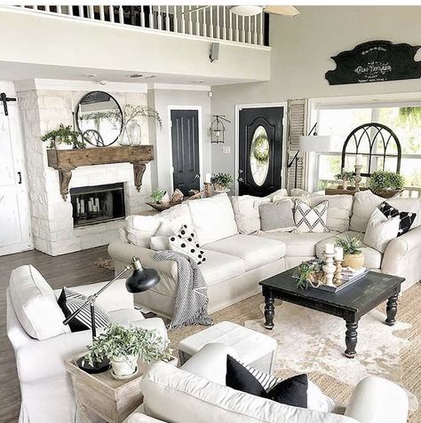 Farmhouse Living Room Furniture, Farmhouse Ideas, Farmhouse Decor Living Room, Diy Interior, House Projects, Room Board, White Furniture, A Living Room, Couches Living Room