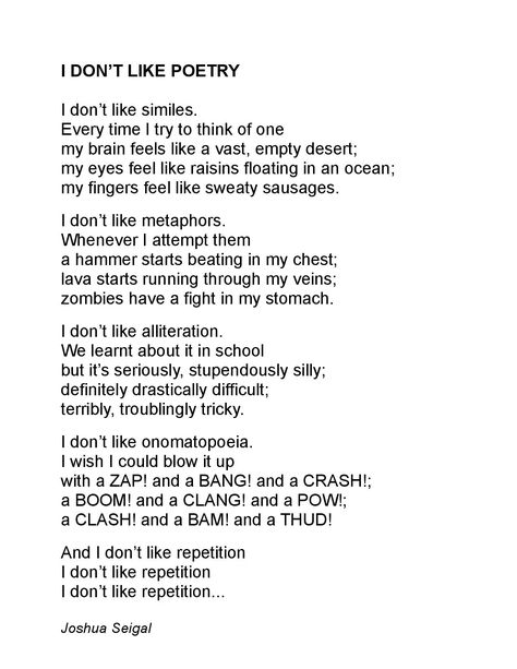 Joshua Seigal - 'YAPPING AWAY' out now! on Twitter: "On my website, a lesson plan in a poem! 'I DON'T LIKE POETRY' https://t.co/adumeL12jC #edutwitter https://t.co/Gmiz61PhjO" / Twitter Metaphor Poems, Similes And Metaphors, Literacy Lessons, How To Start Running, A Poem, Lesson Plan, Lesson Plans, My Website, Poetry