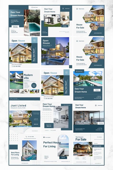 Create Canva Templates, Ebook Template Design, Instagram Puzzle Feed, Inmobiliaria Ideas, Puzzle Feed, Instagram Feed Planner, Real Estate Advertising, Adobe Photoshop Design, Real Estate Marketing Design