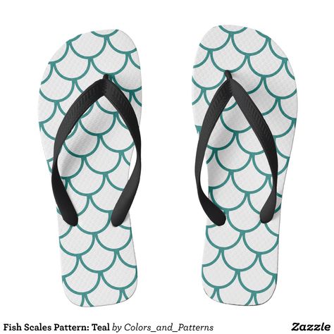 Fish Scales Pattern: Teal Flip Flops - Durable Thong Style Hawaiian Beach Sandals By Talented Fashion & Graphic Designers - #sandals #flipflops #hawaii #beach #hawaiian #footwear #mensfashion #apparel #shopping #bargain #sale #outfit #stylish #cool #graphicdesign #trendy #fashion #design #fashiondesign #designer #fashiondesigner #style