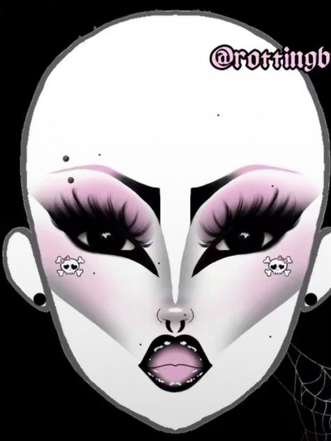 Pastel Goth Makeup Looks, Pink Goth Makeup, Goth Makeup Looks, Pastel Goth Makeup, Goth Makeup Tutorial, Makeup Charts, Funky Makeup, Creepy Makeup, Punk Makeup