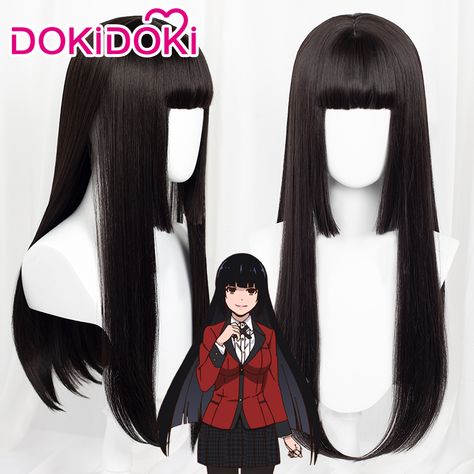 Anime Haircuts Women, Full Bangs Long Hair, Long Straight Black Hair, Kakegurui Cosplay, Anime Haircut, Straight Black Hair, Hair Halloween, Hair Inspiration Long, Anime Wigs