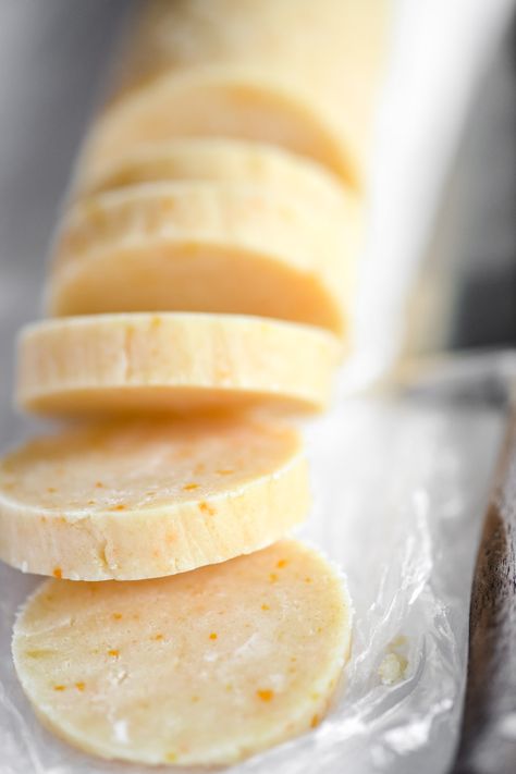 Chocolate dipped orange shortbread cookies are slice and bake citrus-infused cookies dipped in dark chocolate. This classic combination is fabulous! Infused Cookies, Orange Shortbread Cookies, Orange Shortbread, Plain Cookies, Cooking Cookies, Dipped Cookies, Eat Cookies, Shortbread Cookies, Chocolate Dipped