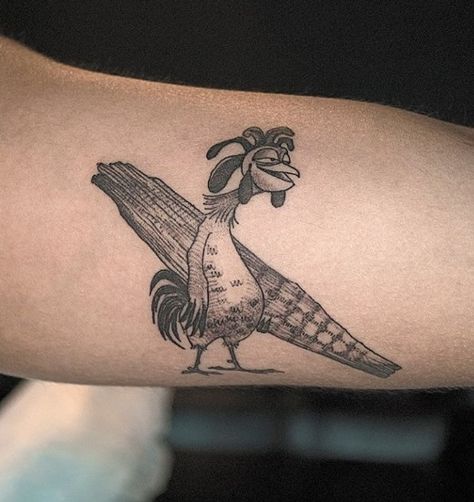 Chicken Joe Tattoo, Chicken Joe, Penguin Tattoo, Tattoo Art Drawings, Cartoon Tattoos, Up Tattoos, Surfs Up, Tattoos And Piercings, Cool Tattoos