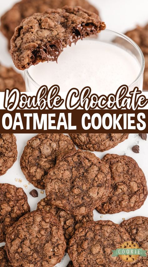 Oats And Chocolate Chips, Oats And Chocolate, Double Chocolate Chip Cookie Recipe, Chocolate Oat Cookies, Chocolate Cookie Recipe, Chocolate Oatmeal Cookies, Double Chocolate Chip Cookies, Chocolate Oatmeal, Oatmeal Cookie