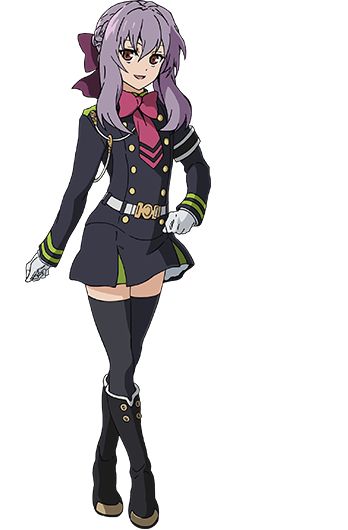 Owari no seraph when r eading the manga. I thought she'd have brown hair Shinoa Hiiragi, Anime Titles, Female Protagonist, Seraph Of The End, Owari No Seraph, Cute Pokemon, Iphone Cover, Purple Hair, Anime Shows