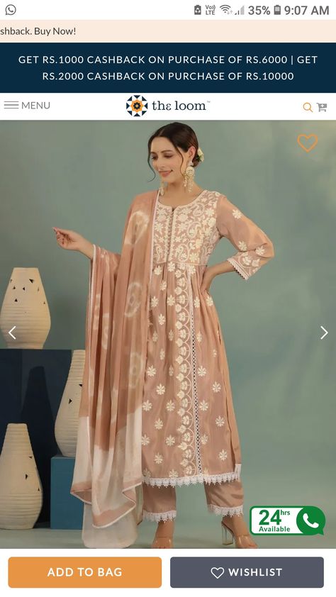 Chikankari Kurta Set, Chanderi Suit, Nykaa Fashion, Chikankari Kurta, Chanderi Suits, Best Summer Dresses, Pale Peach, Kurta Set, Online Dress Shopping