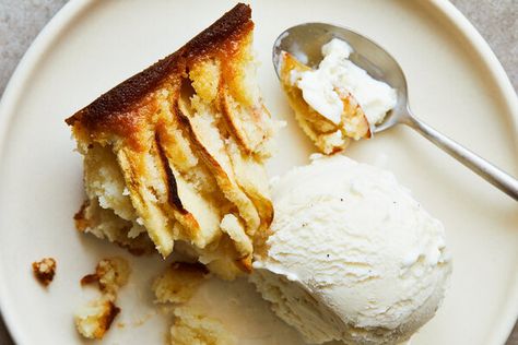 NYT Cooking: This buckle is a one-bowl dessert that’s as scrumptious as it is easy to prepare. Apple slices are nestled together and become jammy during the long bake. With just a little batter peeking between each slice there’s no mistaking this bowl-scraping buckle for a snacking cake. Melting the butter inside the baking pan in the hot oven does double duty: It melts the fat, making it easier to combine wit Buckle Dessert, Apple Betty, Buckle Recipe, Apple Ice Cream, Snacking Cake, Warm Desserts, Fall Baking Recipes, Nigel Slater, Nyt Cooking