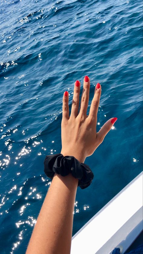 #manicure #nails #nailart #red #aesthetic #romantic #sea #boats Red Aesthetic Romantic, Nailart Red, Beach Red, Manicure Nails, Summer 24, Red Aesthetic, Nails Nailart, Red Nails, Summer Nails