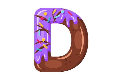 Donut cartoon D letter illustration by Icons Factory on @creativemarket Sable Cake, P Letter Design, Logo Candy, Donut Cartoon, Letter Illustration, Candy Letters, Alphabet Crafts Preschool, Cartoon Cookie, D Letter