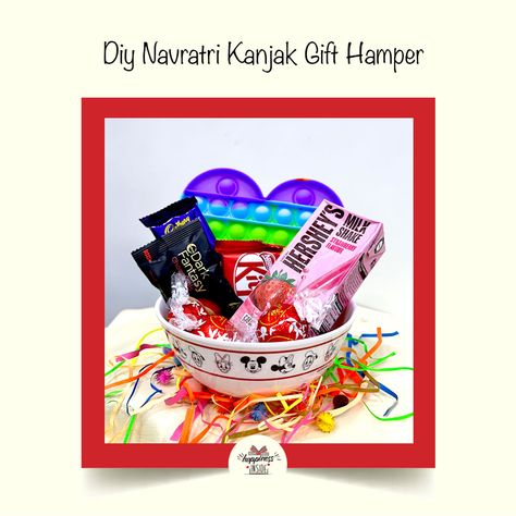 Diy navratri kanjak gift Mini Hampers Ideas, Mini Hampers, Hampers Ideas, Gift Hampers, Dark Fantasy, Gum, Candy, Gifts, Quick Saves