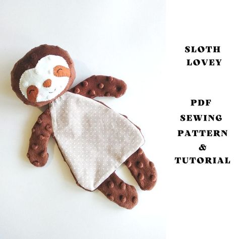 Sew your own Sloth lovey with the PDF sewing pattern! You will receive the PDF patterns and step-by-step instructions. This is a digital file only, not a completed toy. When your payment is completed you will receive an email with the information needed to download your file. Skill level: medium Pattern in English Finished toy size: 12 inches ( 30 cm) What you will recieve - 9 pages PDF - 30 Step by step photos - Material List - A full size template. You just need to print it and start sewing. A Lovey Sewing Pattern, Sloth Stuffed Animal, Start Sewing, Lovey Pattern, Cute Sewing Projects, Baby Sloth, Diy Gifts For Kids, Baby Sewing Projects, Baby Lovey