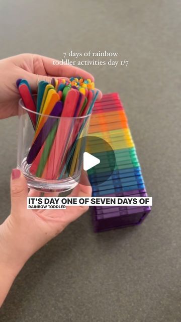 Toddler Activities on Instagram: "It’s day 1 of 7 days of rainbow toddler activities and we’re starting with some simple sorting

If you didn’t know already magnet tiles make the perfect little boxes for sorting objects

We decided to sort popsicle sticks, but you could also do this with pom-poms, Fruit Loops, or pouch lids

Stay tuned for day 2!" Pom Pom Sorting Activity, Popsicle Activities Preschool, Popsicle Stick Activities Toddlers, Pom Pom Activities For Toddlers, Fruit Activities For Toddlers, Colour Activities Eyfs, Popsicle Stick Activities, Magnet Tiles, Fruit Popsicles