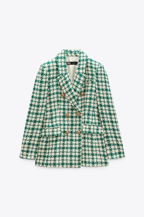 Blazer With Belt, Blazer Zara, Womens Skirt Suits, Textured Coat, Flared Mini Skirt, Slim Fit Blazers, Woven Jacket, Green Blazer, Long Sleeves Coats