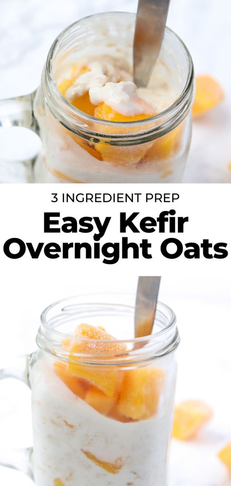 Overnight Oats With Frozen Fruit, Overnight Oats Meal Prep, Oats Meal Prep, Milk Kefir Recipes, Oats Meal, Fruit Wraps, Oatmeal How To Make, Overnight Oats With Yogurt, Kefir Yogurt