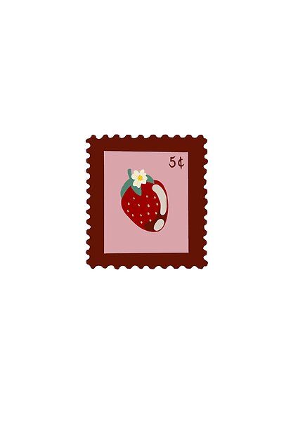 Strawberry Postage Stamp Design by alexisrae444 | Redbubble Strawberry Postage Stamp, Strawberry Scrapbook, Strawberry Stamp, Ios Organization, Stamp Drawing, Postage Stamp Design, Mail Stamp, Vintage Postage Stamps, Vintage Postage