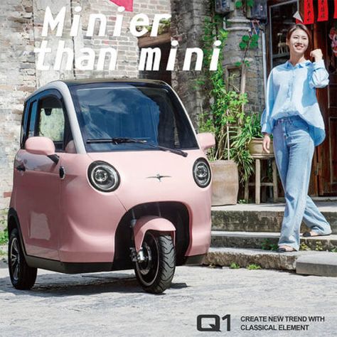 Electric Moped Scooter, Pink Scooter, Three Wheel Electric Scooter, Motorized Tricycle, Hybrid Vehicles, Three Wheel Motorcycles, Three Wheeled Car, Bike Cargo Trailer, Micro Car