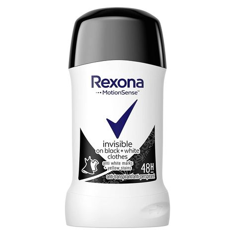 PRICES MAY VARY. Permanent Hold: Provides long-lasting hold without residue Odor Protection: Invisible formula prevents perspiration-induced odor Sweat Absorption: Moisture wicking properties keep you dry Anti-Perspirant: Invisible solid stick prevents sweating For Women: Specifically formulated for feminine perspiration Rexona Motion Sense Invisible Black White Anti-perspirant Deodorant Stick for Women 40ml / 1.35 Oz Travel Size Rexona Deodorant, Underarm Stains, Deodorant Stick, Black White Outfit, Anti Perspirant, Antiperspirant Deodorant, White Lilies, Antiperspirant, White Mark