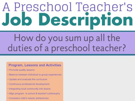 What does a preschool teacher's job really entail? How can you fit it all in a job description?  Read more here: http://tictacteach.com/preschool-teacher-job-d… Teacher Interview Questions, Teacher Interview, Teacher Job, Teacher Interviews, Jobs For Teachers, Teacher Assistant, Teaching Life, Teaching Jobs, Preschool Teacher