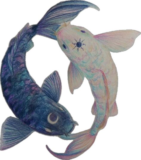 Koi Fishes, Yin Yang Koi, Blue Scrapbook, Scrapbook Images, Scrapbook Printing, Scrapbook Book, Collage Making, Collage Illustration, Collage Design