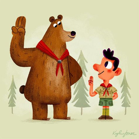 Boy Scouts Scouts Illustration, Boy Illustration, Scout Camping, Doodle Art Drawing, Identity Design Logo, Boy Scout, Pinturas Disney, Cub Scouts, Bear Art