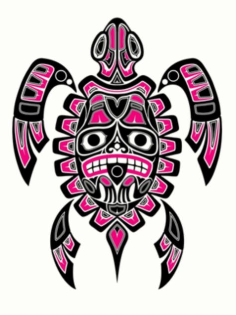 Hawaiian Turtle Tattoos, Digital Art Stickers, Haida Tattoo, Arte Haida, Native American Art Projects, Turtle Tattoo Designs, Native Tattoos, Maya Art, Pacific Northwest Art