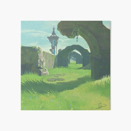 Painted study #4 in an illustrated journey through beautiful Breath of the Wild locations. These overgrown ruins guard both a shrine and many sneaky waiting guardians, with a peaceful view of the Great Plateau tower in the back 🍃 Painted Study, Overgrown Ruins, Peaceful View, Landscape Study, Zelda Botw, Zelda Breath Of The Wild, Legend Of Zelda Breath, Vertical Poster, Zelda Breath